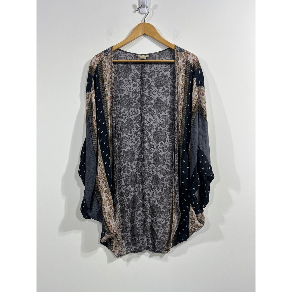 Anama Patchwork Floral Open Kimono Cardigan Women Small Boho Hippie Festival 70s